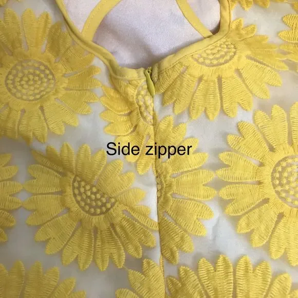 Jade Melody Tam‎ Top Womens XS Yellow Sunflower Embroidered Sleeveless Blouse - Picture 4 of 7